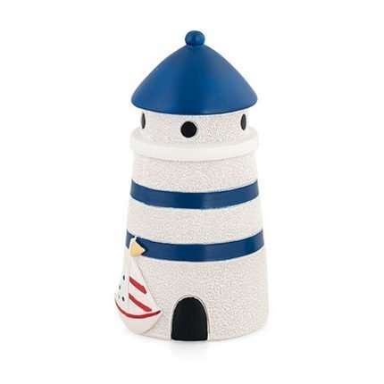 Salvadanaio faro righe blu