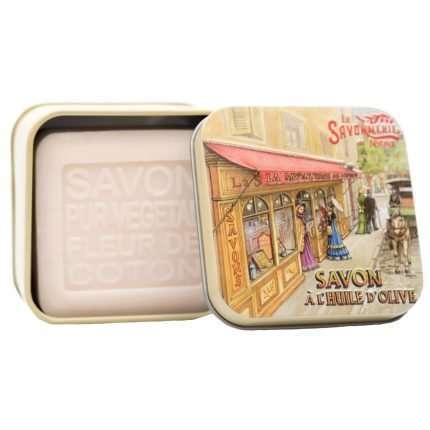 Scatola di latta vintage "Boutique" con Sapone 100g