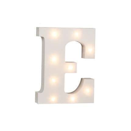 Lettera E di legno con led