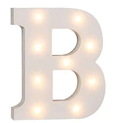 Lettera B di legno con led