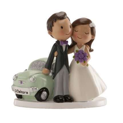 Cake topper Matrimonio sposi con auto