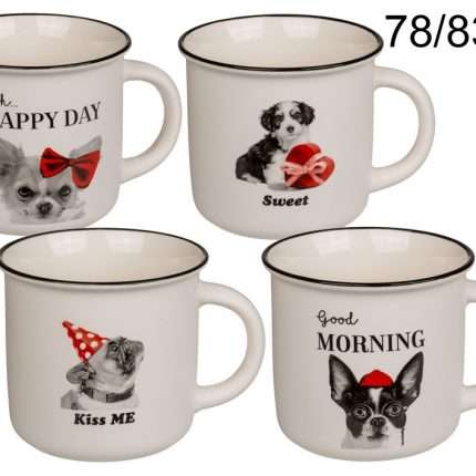 Set 4 Tazze mug cani divertenti
