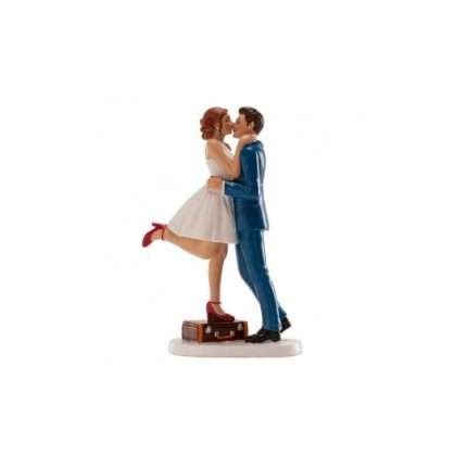 Cake topper Matrimonio sposa in abito corto su valigia