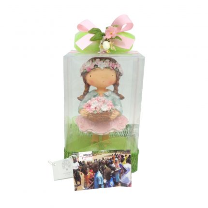 Bomboniera solidale bimba con cesta fiori